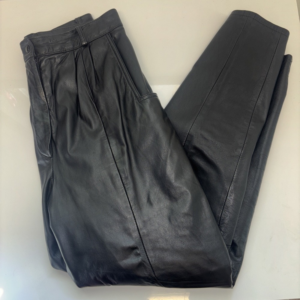 VTG Leather Pants Women's Silver Sz 9 concert Y2k Cybercore Rock‎ Whimigoth Emo